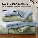 800GSM Ultra-Soft Cotton Absorbent Towel Set, Light Blue