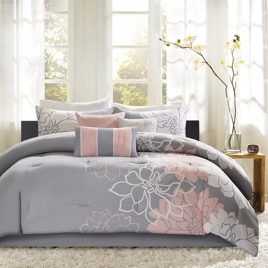 Spring Floral Comforter/Duvet Cover Set, Blush