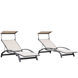 PURPLE LEAF Patio Lounge Chair with Canopy Shade Outdoor Chaise Lounge Chair Set of 2 for Lawn Poolside Backyard Sunbathing Tanning Chairs with Arm