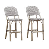 PURPLE LEAF Outdoor Bar Height Stools Set of 2 French Country Patio Rattan Bar Stool Chairs Outdoor Armless Barstools for Porch Garden Indoor Kitchen