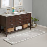 High Pile Bordered Bathroom Rug, Grey