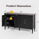 Console Cabinet, 59'' Mid Century Modern Pantry Cabinet