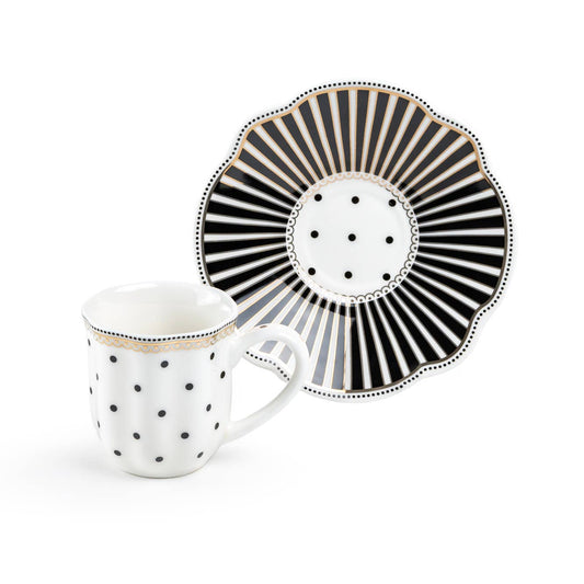 Black Josephine 3oz Demitasse Cup & Saucer Set