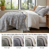 3 Piece Reversible Rustic Coverlet Set, Grey