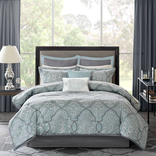 Woven 12-Piece Complete Comforter and Sheet Set, Blue