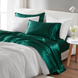 Wrinkle-Free Solid Satin Luxury Sheet Set, Emerald