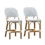 PURPLE LEAF Outdoor Bar Height Stools Set of 2 French Country Patio Rattan Bar Stool Chairs Outdoor Armless Barstools for Porch Garden Indoor Kitchen
