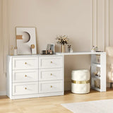Wholesale Makeup Vanity Desk with 6 Drawers, Extendable corner Vanity