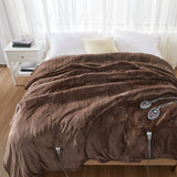 Heated Plush and Berber Electric Bedding Blanket, Brown