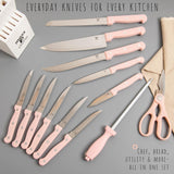 14-Piece Pink Stainless Steel Knife Block Set
