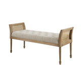 Reclaimed Natural Wood Finish Cane Armed Accent Bench