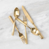 Lucca Faceted Brushed Gold 5pc Place Setting
