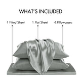 Luxury Satin 6-Piece Sheet Set, Dark Grey
