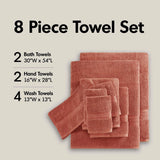 Antibacterial Spa-Like 8-Piece Bathroom Towel Set, Coral