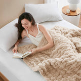 Soft Ruched 50x60" Throw Blanket, Tan
