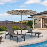 PURPLE LEAF Semi-Auto Outdoor Market Table Umbrella with Heavy-Duty Fabric