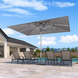 PURPLE LEAF Semi-Auto Outdoor Market Table Umbrella with Heavy-Duty Fabric