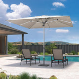 PURPLE LEAF Semi-Auto Outdoor Market Table Umbrella with Heavy-Duty Fabric