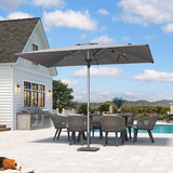 PURPLE LEAF Semi-Auto Outdoor Market Table Umbrella with Heavy-Duty Fabric