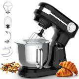 Plum Chef 5.5QT Electric Stand Mixer, 12-Speed Tilt-Head Food Mixer, Dough Mixer with Dishwasher Safe Stainless Steel Bowls, Dough Hook, Flat Beater, Whisk, Perfect for 4-6 Family, Black