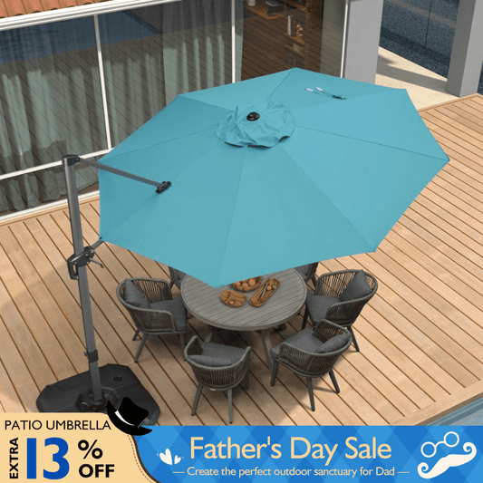 PURPLE LEAF Durable Patio Outdoor Umbrella Aluminum Round Cantilever Sun Yard Umbrellas For Pool, Deck