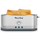 Plum Chef 4-Slice Toaster, 7 Browning Settings, Defrost/Reheat Functions, Removable Crumb Tray, Full body Stainless Steel Housing 1350W ,Anti-Fingerprint & Anti-Jam(stainless steel)
