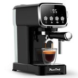 PlumChef PLJY0110 20BAR Espresso Machine with Milk Frother, 1350W Fast Heating, Compact Vertical Design, Built-in Cup Warmer, 43OZ Detachable Tank, for Latte Americano Cappuccino, Black