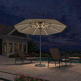 PURPLE LEAF Semi-Auto Outdoor Market Table Umbrella with Heavy-Duty Fabric