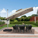 PURPLE LEAF Large Square Patio Cantilever Umbrella With Base for Garden Pool Porch