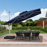 PURPLE LEAF Large Square Patio Cantilever Umbrella With Base for Garden Pool Porch