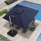 PURPLE LEAF Rectangular Large Outdoor Cantilever Umbrella With Base for Garden, Pool