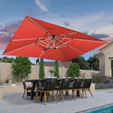 PURPLE LEAF Rectangular Large Outdoor Cantilever Umbrella With Base for Garden, Pool