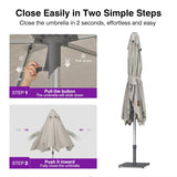 PURPLE LEAF Semi-Auto Outdoor Market Table Umbrella with Heavy-Duty Fabric
