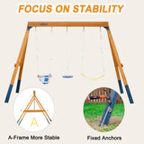 ROBUD Wooden Swing Set with Swings for Kids