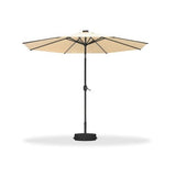 PURPLE LEAF Black Frame Tilting Market Umbrella with Lights Table Umbrella with Base Outside Patio