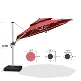 PURPLE LEAF Large Round Patio Cantilever Umbrella With Base for Deck, Pool, Backyard