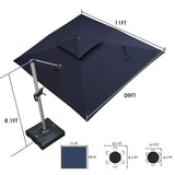 PURPLE LEAF Rectangular Large Outdoor Cantilever Umbrella With Base for Garden, Pool