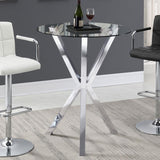 Denali Round 35-Inch Glass Top Bistro Bar Table Chrome