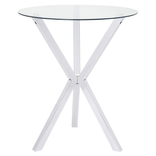 Denali Round 35-Inch Glass Top Bistro Bar Table Chrome