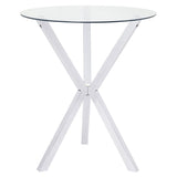 Denali Round 35-Inch Glass Top Bistro Bar Table Chrome