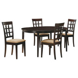 Gabriel 5-Piece Lattice-Back Oval Extension Dining Set - Cappuccino