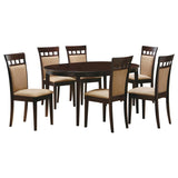 Gabriel 7-Piece Upholstered-Back Oval Extension Dining Set Cappuccino