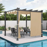 PURPLE LEAF Outdoor Pergola with Retractable Canopy Aluminum Shelter for Beach Porch Garden Shade Pavilion Pergola with Curtains