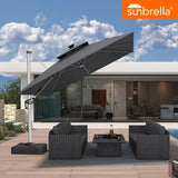 PURPLE LEAF SUNBRELLA Solar Cantilever Umbrella with Lights for Outdoor Patio