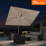 PURPLE LEAF SUNBRELLA Solar Cantilever Umbrella with Lights for Outdoor Patio