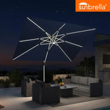 PURPLE LEAF SUNBRELLA Solar Cantilever Umbrella with Lights for Outdoor Patio