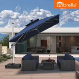 PURPLE LEAF SUNBRELLA Solar Cantilever Umbrella with Lights for Outdoor Patio