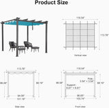 PURPLE LEAF Outdoor Pergola with Retractable Canopy Aluminum Shelter for Porch Garden Beach Shade Pavilion Pergola Modern Backyard Deck