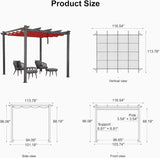 PURPLE LEAF Outdoor Pergola with Retractable Canopy Aluminum Shelter for Porch Garden Beach Shade Pavilion Pergola Modern Backyard Deck