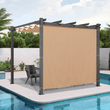 PURPLE LEAF Outdoor Pergola with Retractable Canopy Aluminum Shelter for Beach Porch Garden Shade Pavilion Pergola with Curtains